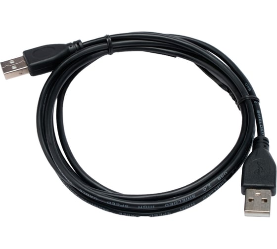 Кабель Cablexpert USB2.0 AM/AM, экран, 28/26AWG, медь, Pro, 1.8м, черный, пакет, CC-USB2-AMAM-1.8M