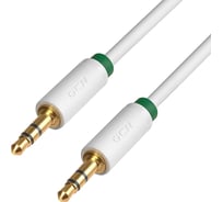 Кабель аудио jack 35mm-jack 35mm GCR 0.5m белый, зелёная окантовка VIVAVIC1662-0.5m