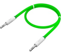 Кабель аудио jack 35mm-jack 35mm GCR 1.5m зелёный нейлон, белые коннекторы VIVAVIC8262-1.5m