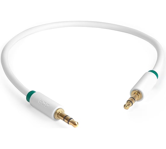 Кабель аудио jack 35mm-jack 35mm GCR 0.25m белый зеленая окантовка VIVAVIC1662-0.25m
