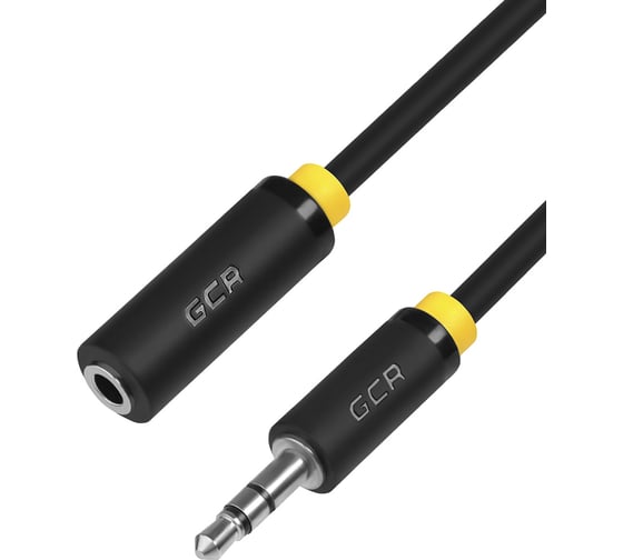 Удлинитель аудио jack 35mm-jack 35mm GCR 1.0m чёрный, жёлтая окантовка VIVSTIM1114-1.0m