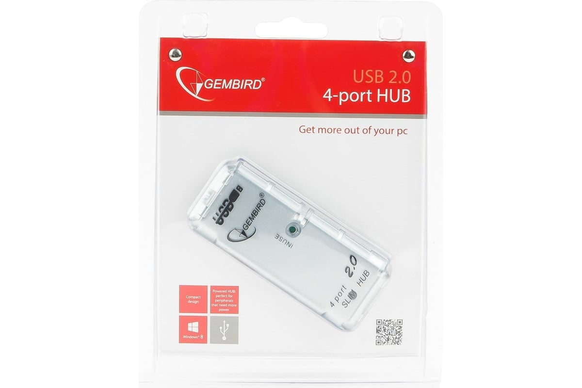 Концентратор Gembird USB 2.0 4 порта питание блистер UHB-C244 - выгодная  цена, отзывы, характеристики, фото - купить в Москве и РФ