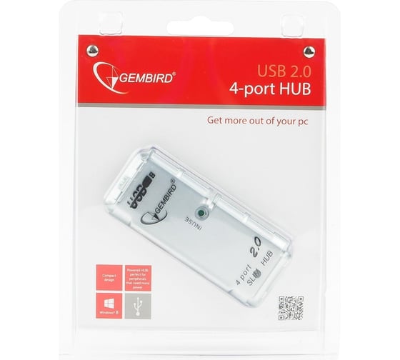 Концентратор Gembird USB 2.0  4 порта питание блистер UHB-C244