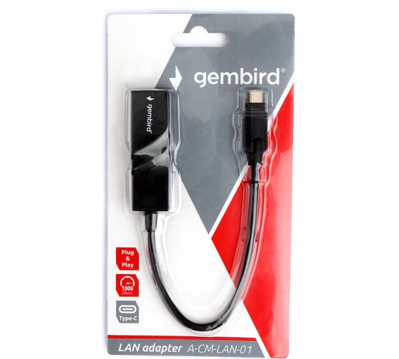 Сетевой адаптер Gembird Ethernet USB C-type - Fast Ethernet adapter A-CM-LAN-01