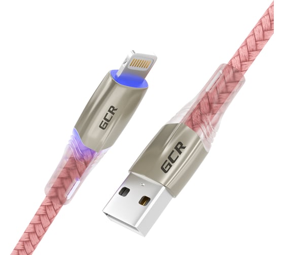 Кабель GCR 1.2m для iPod iPhone iPad series MERCEDES& LED, PINK NYLON VIV52I165 1