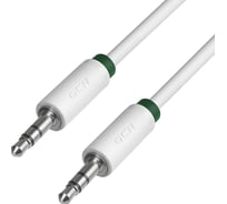 Кабель аудио jack 35mm-jack 35mm M/M GCR 1.0m белый, зелёная окантовка VIVAVIC1662-1.0m