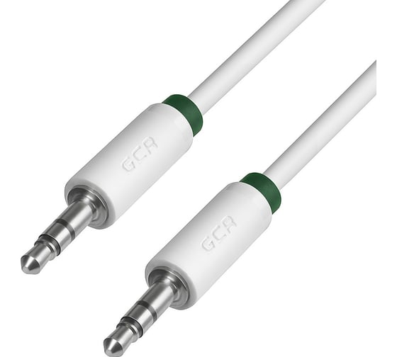 Кабель аудио jack 35mm-jack 35mm M/M GCR 1.0m белый, зелёная окантовка VIVAVIC1662-1.0m