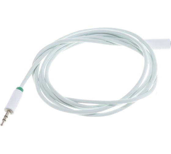 Удлинитель аудио jack 3,5mm-jack 3,5mm M/F GCR 1.5m белый, зелёная окантовка VIVSTIM1662-1.5m