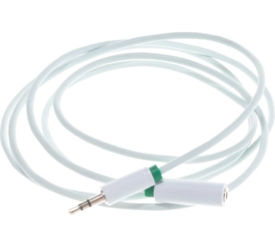 Удлинитель аудио jack 3,5mm-jack 3,5mm M/F GCR 1.5m белый, зелёная окантовка VIVSTIM1662-1.5m