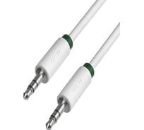 Кабель аудио jack 3,5mmх2 M/M GCR 1.5m белый, зелёная окантовка VIVAVIC1662-1.5m
