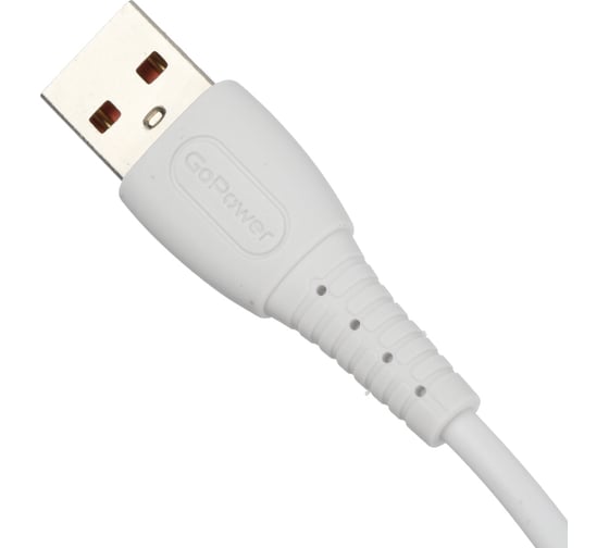 Кабель GoPower GP07M USB (m)-microUSB (m) 1.0м 2.4A силикон белый 00-00022797