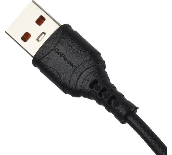 Кабель GoPower GP06M USB (m)-microUSB (m) 1.0м 2.4A ПВХ черный 00-00022780