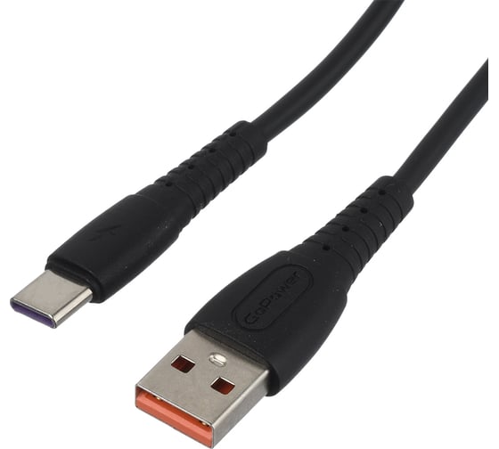 Кабель GoPower GP07T USB (m)-Type-C (m) 1.0м 2.4A силикон черный 00-00022800 1