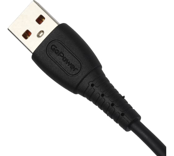Кабель GoPower GP07T USB (m)-Type-C (m) 1.0м 2.4A силикон черный 00-00022800