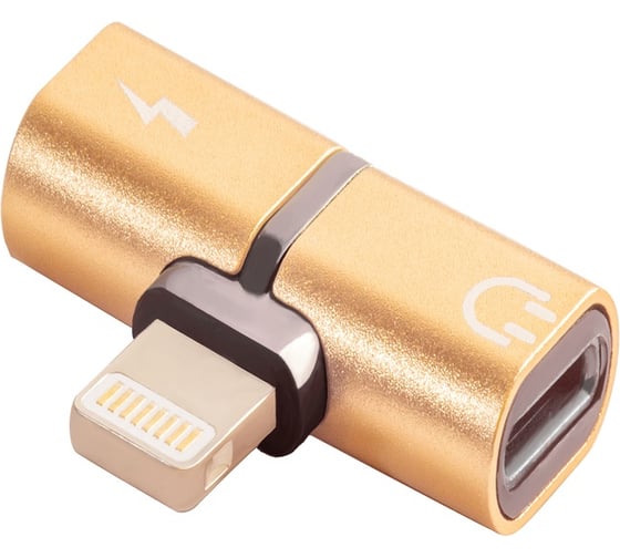 Адаптер-переходник GCR для Apple Lightning - 2xLightning золотистый VIV51I150 1