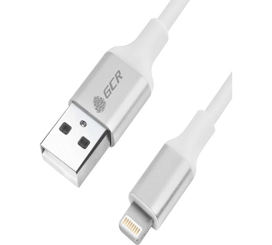 Кабель Lightning GCR 1.5m для iPod iPhone iPad белый, AL корпус серебро VIV52I196 1