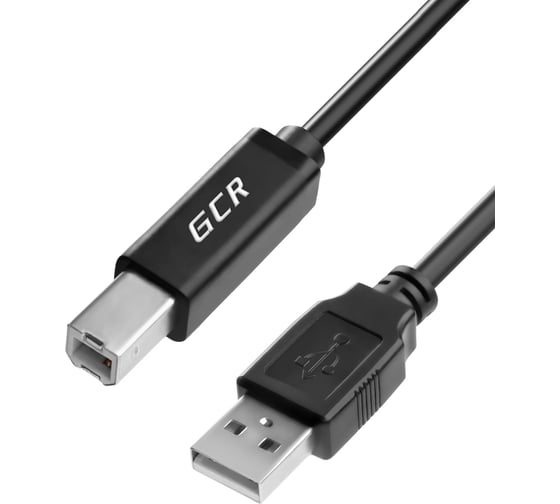 Кабель USB 2.0 GCR для принтера, камеры, сканера, AM / BM чёрно-прозрачный, 1.8 м VIV51I187