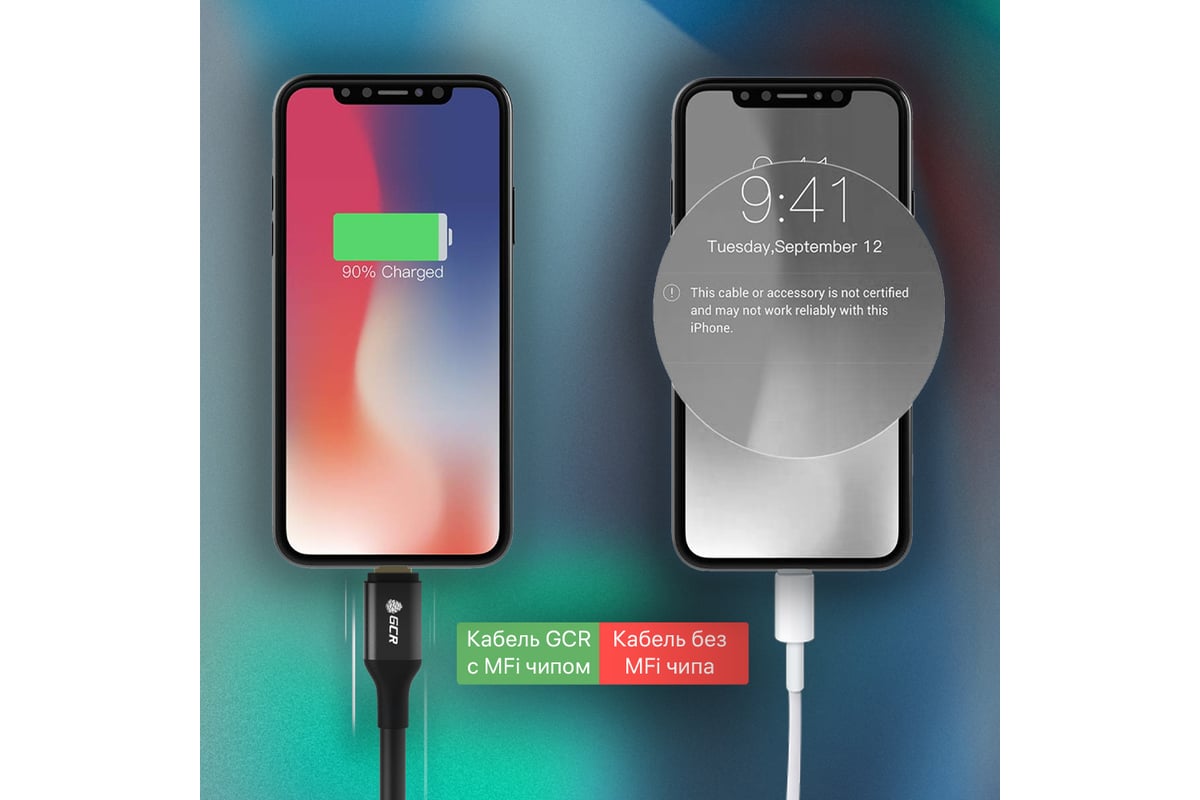 Кабель Lightning GCR 1.5m для iPod iPhone iPad чёрный, AL корпус чёрный  VIV52I197 - выгодная цена, отзывы, характеристики, фото - купить в Москве и  РФ