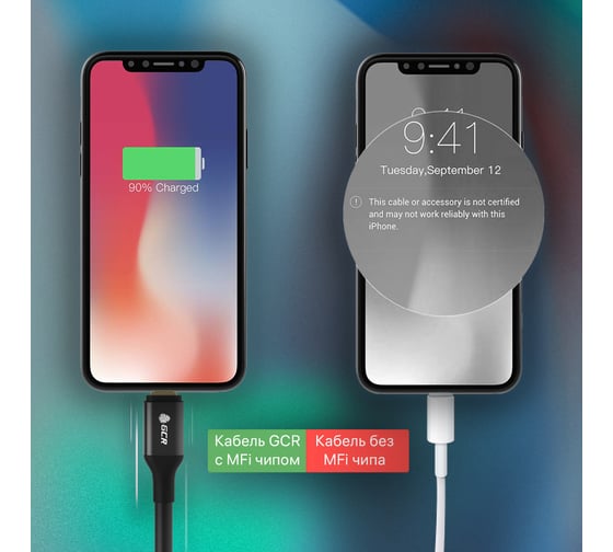Кабель Lightning GCR 1.5m для iPod iPhone iPad чёрный, AL корпус чёрный VIV52I197