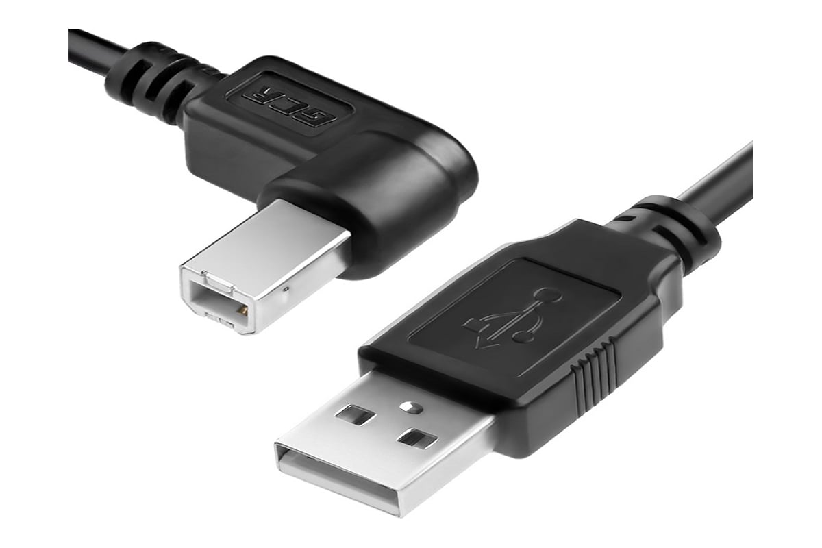 Кабель USB 2.0 GCR 0,5 м для принтера, камеры, сканера угловой, чёрный  VIVUPIC3M2-BB2S-0.5m