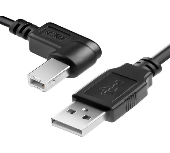 Кабель USB 2.0 GCR 0,5 м для принтера, камеры, сканера угловой, чёрный  VIVUPIC3M2-BB2S-0.5m