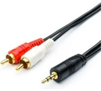 Кабель GoPower AUX Jack 3.5mm (m)-2xRCA (m) 1.5м ПВХ черный Premium Zip-Lock c подвесом 00-00027488