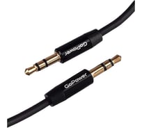 Кабель GoPower AUX Jack 3.5mm (m)-Jack 3.5mm (m) 2.0м TPE черный Premium Zip-Lock c подвесом 00-00027480