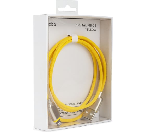 Кабель Rombica USB - Lightning MFI, Текстиль, 1м, Желтый DIGITAL MB-05 CB-IB05MY