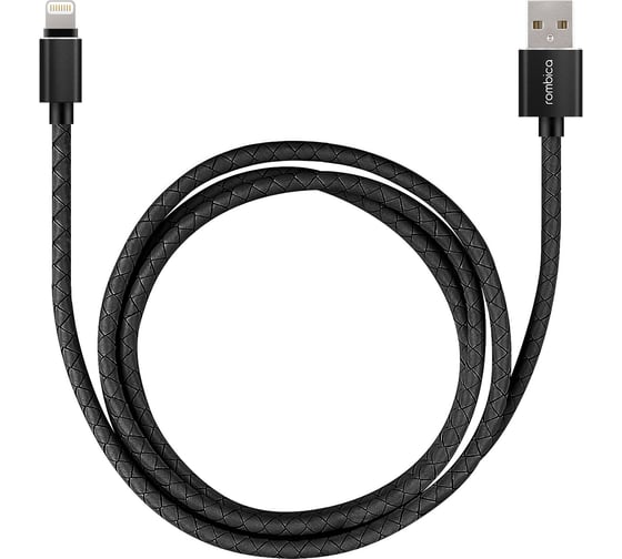 Кабель Rombica USB - Lightning MFI, Текстиль, 1м, Черный Digital IL-04 CB-IL04