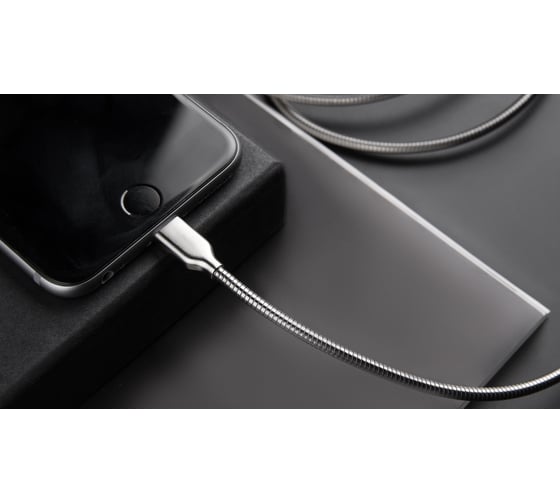 Кабель Rombica USB - Lightning, Металл, 1м, серебряный Digital IS-10 CB-IS10