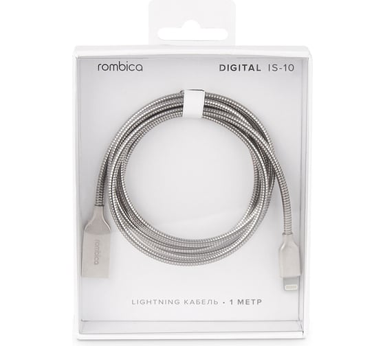 Кабель Rombica USB - Lightning, Металл, 1м, серебряный Digital IS-10 CB-IS10