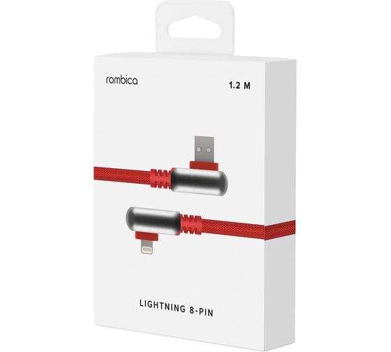Кабель Rombica USB - Lightning, Нейлон, 1.2м, Красный Digital Electron I IPQ-003