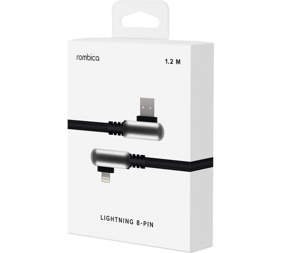 Кабель Rombica USB - Lightning, Нейлон, 1.2м, Черный Digital Electron I IPQ-001