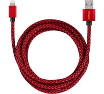 Кабель Rombica USB - Lightning, Текстиль, 2м, Красный Digital IB-04 CB-IB04R