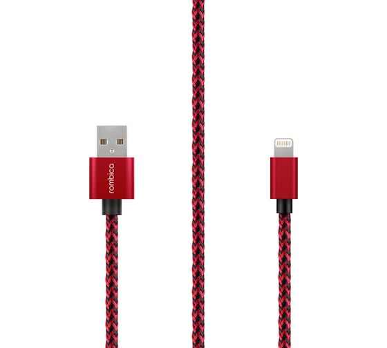 Кабель Rombica USB - Lightning, Текстиль, 2м, Красный Digital IB-04 CB-IB04R
