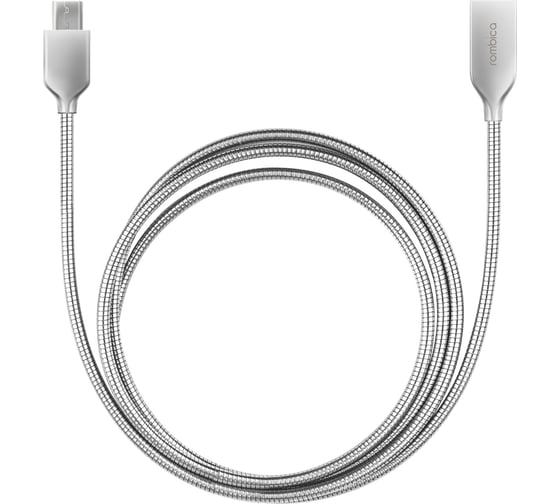 Кабель Rombica USB - micro USB, металл, 1м, серебряный Digital AS-10 CB-AS10