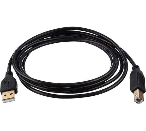 Кабель GoPower USB A (m)-USB B (m) 1.8м ПВХ черный Premium Zip-Lock c подвесом 00-00027492