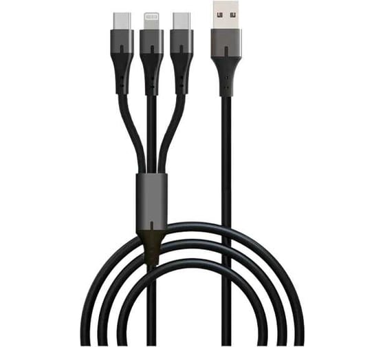 Кабель GoPower GP21-3-1-1.2M USB (m)-Type-C/Lightning/Type-C (m) 1.2м черный 00-00028390 1