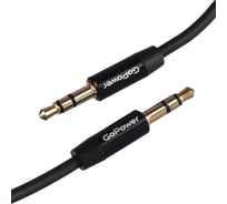 Кабель GoPower AUX Jack 3.5mm (m)-Jack 3.5mm (m) 1.0м TPE черный Premium Zip-Lock c подвесом 00-00027478