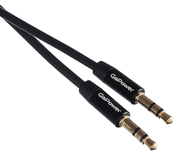 Кабель GoPower AUX Jack 3.5mm (m)-Jack 3.5mm (m) 1.0м TPE черный Premium Zip-Lock c подвесом 00-00027478