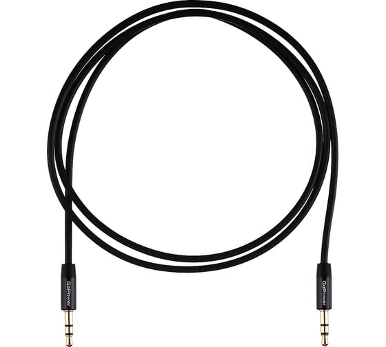 Кабель GoPower AUX Jack 3.5mm (m)-Jack 3.5mm (m) 1.0м TPE черный Premium Zip-Lock c подвесом 00-00027478