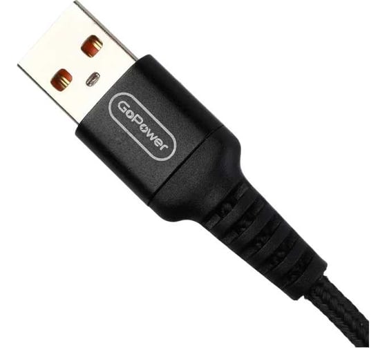 Кабель GoPower GP02M USB (m)-microUSB (m) 1.0м 2.4A нейлон черный 00-00022785
