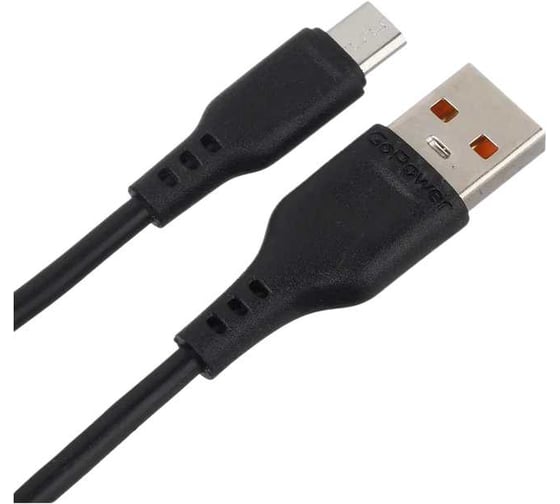 Кабель GoPower GP01M USB (m)-microUSB (m) 1.0м 2.4A ПВХ черный 00-00018564