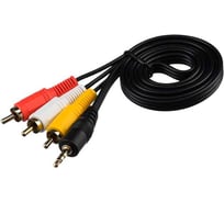Кабель GoPower AUX Jack 3.5mm (m)-3xRCA (m) 1.0м ПВХ черный Premium Zip-Lock c подвесом 00-00027487