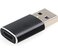 Переходник Cablexpert USB3.1 AM/Type-C(F), 5Гбит/с, QC3.0, метал.корпус, Pro, черный, пакет, A-USB3.1-AMCF