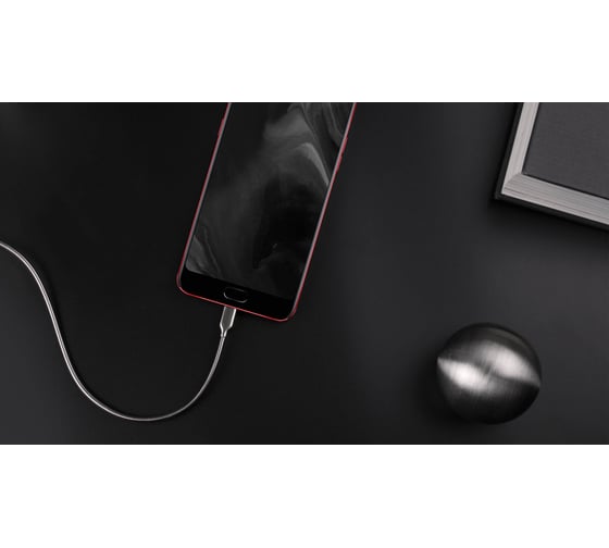 Кабель Rombica USB - USB Type-C, Металл, 1м, Серебряный Digital CS-10 CB-CS10