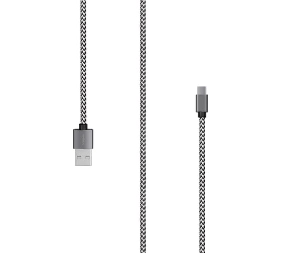 Кабель Rombica USB - USB Type-C, Текстиль, 2м, Черно-белый Digital CB-04 CB-CB04