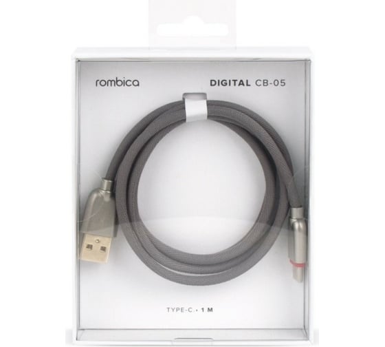 Кабель Rombica USB - USB Type-C, Текстиль, 1м, серый Digital CB-05 CB-CB05