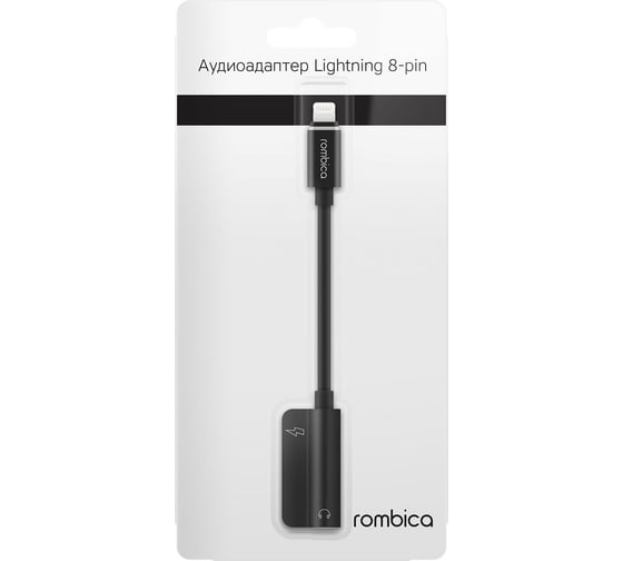 Адаптер Rombica Lightning m - 3 5mm f + Lightning Black/ для смартфонов TC-00092