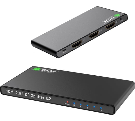 Разветвитель GCR HDMI v2.0 1 на 2 выхода 4Kx2K 60Hz 18Гбит-с чёрный VIVVKI2